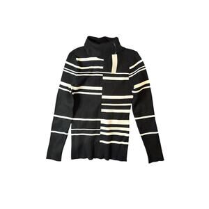 White House Black Market Pullover Striped Sweater Black $89 - Size Medium NWT